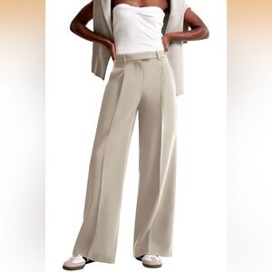 NWT NiMin Wide-Leg High-Rise Pants in Light Beige Sz L